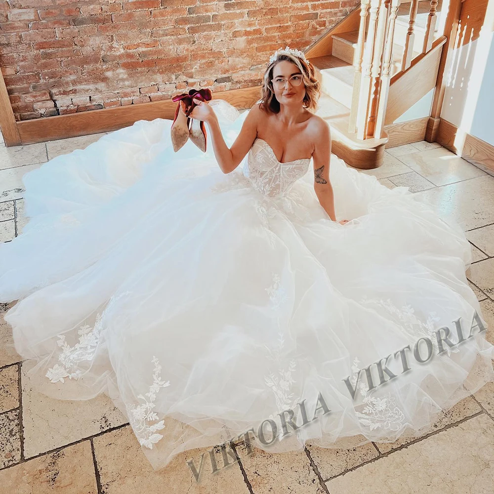 

VIKTORIA Fashion 2023 Princess Wedding Dress Sweetheart Lacing Up For Bride A-LINE Appliques Women Vestidos De Novia Custom Made