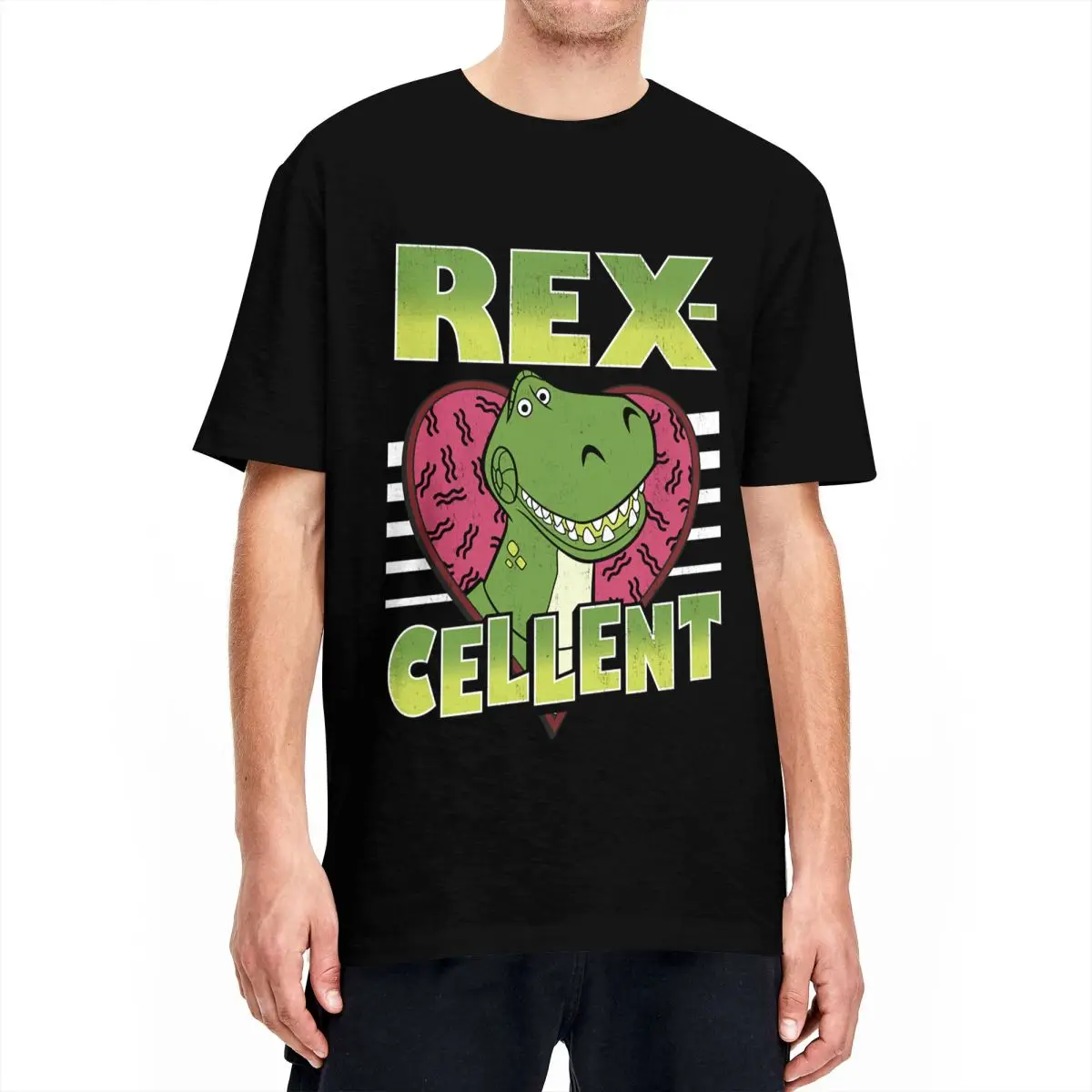 

Мужская футболка Disney Rex-cellent Heart Pixar Toy Story 100% хлопок футболка с коротким рукавом Футболка с круглым вырезом