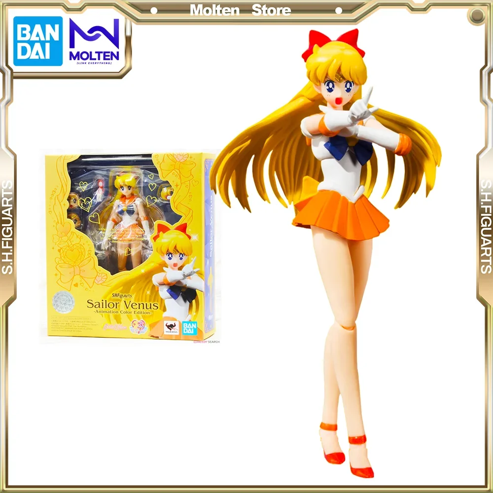 

BANDAI Original S.H.Figuarts Sailor Moon Sailor Venus -Animation Color Edition- Action Anime Figure Model Kit Completed