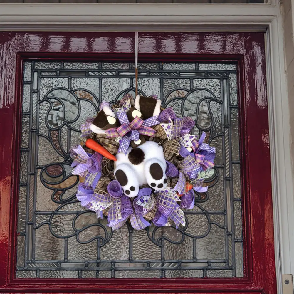 

Венок с кроликом, Отличный 3D визуальный эффект, тканевый художественный Пасхальный кролик, гирлянда, подвеска, приветственное украшение, сц...