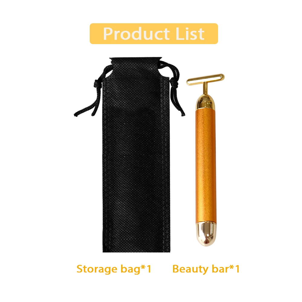 Вибрирующий массажер для лица с Т-образным роликом 24K