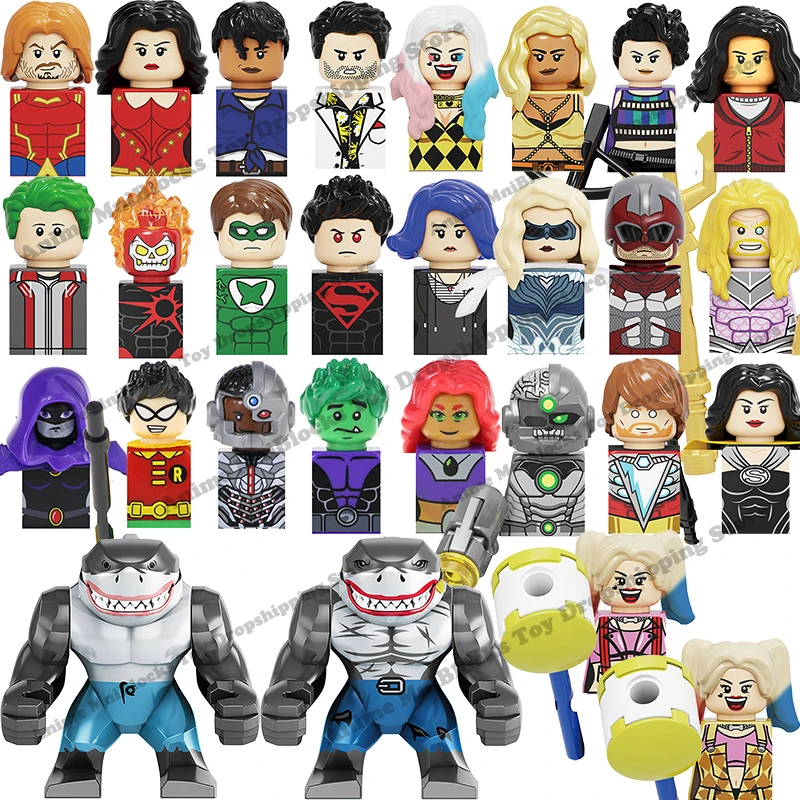 Suicide Squad Harley Quinn King Shark Robin Raven Power Ring mini action toy figures building blocks Assembly Toys kids gifts