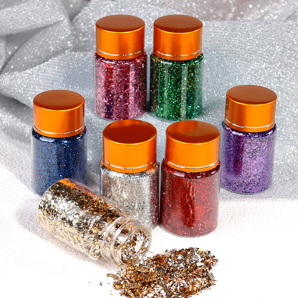 

1 Bottle Nail Sequins Gold Foil Paper 3D Irregular Aluminum Flakes Sticker DIY Manicure Glitter UV Gel Polish Nail Decoration