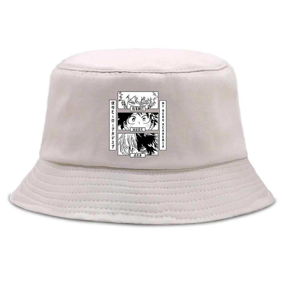

Панама унисекс с японской мангой, шляпа от солнца в стиле Харадзюку, с надписью «Моя геройская Академия», женская шапка в стиле хип-хоп, летн...