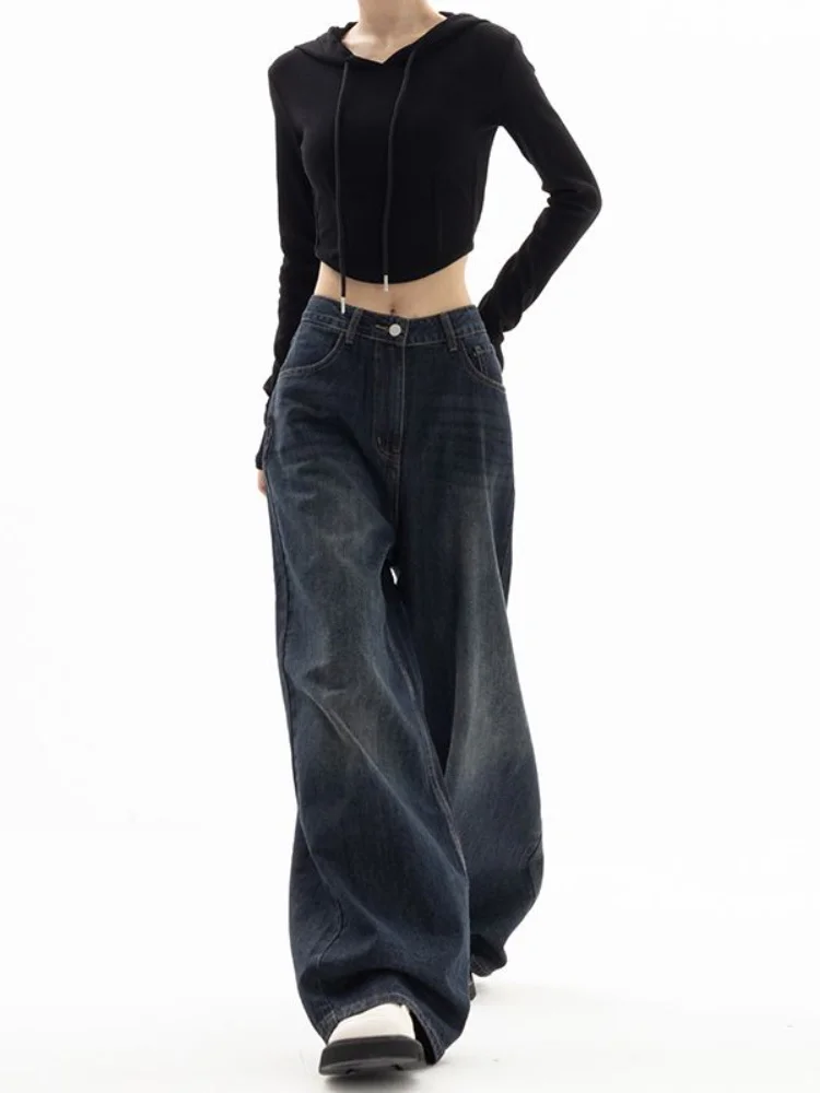 

2023 Vintage Women Wide Leg Jeans Baggy Denim Trousers Oversized Grunge Streetwear Y2k Autumn Pants Korean Fashion