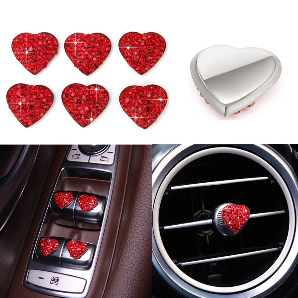 

Diamond-studded Peach Heart Car Decoration Seamless Stickers Car Interior Modification Decoration Stickers for Women