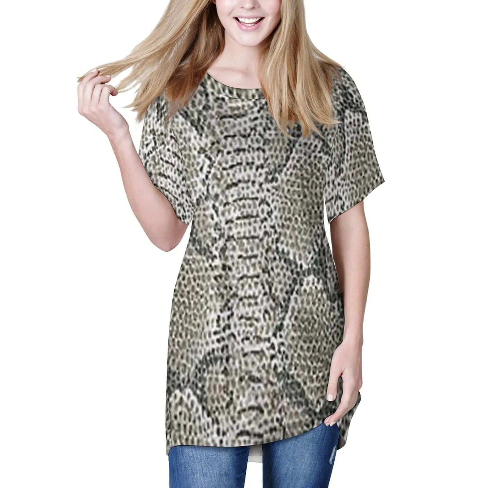 

Snakeskin Print T Shirt Rattlesnake Skin Funny T-Shirts Short Sleeves Casual Loose Tee Shirt Summer Graphic Clothes Big Size 5XL