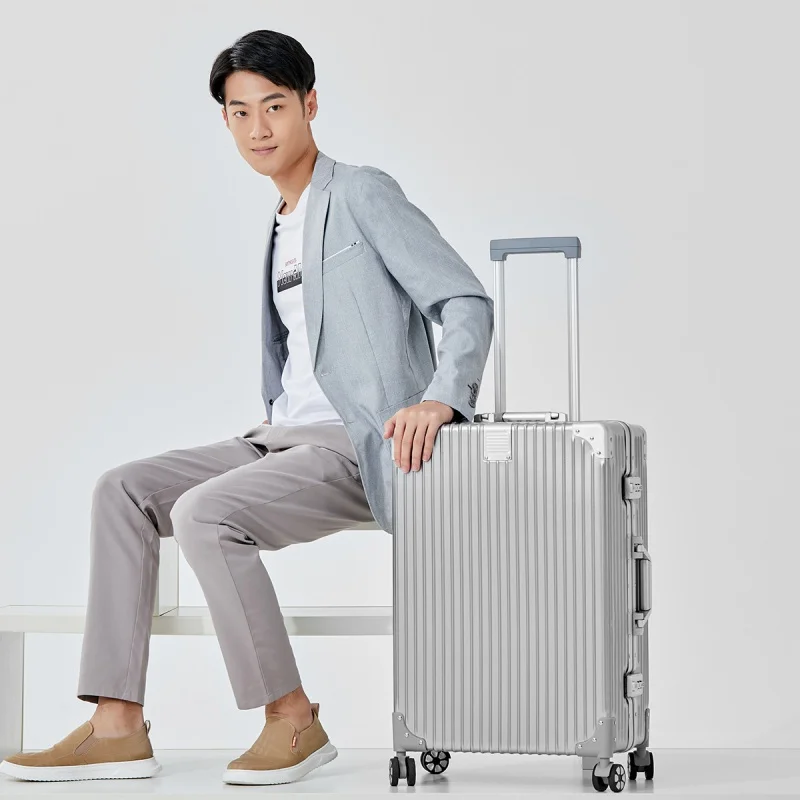Scratch-resistant Suitcase Luggage 20/22/24/26/29-inch Portable Aluminum Frame Trolley Boarding Large Capacity Trolley  Case
