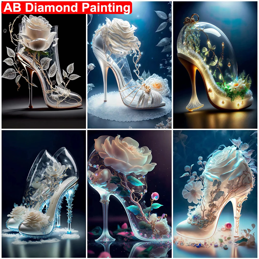 

Алмазная живопись на высоком каблуке с цветами розы AB 5D, алмазная вышивка своими руками, мозаика, картина, наборы для вышивки крестиком, домашний декор, подарок