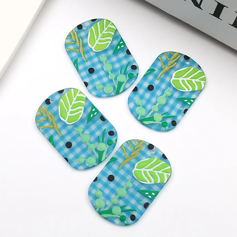 10 шт., подвески с принтом листьев и цветов, 25 х37 мм