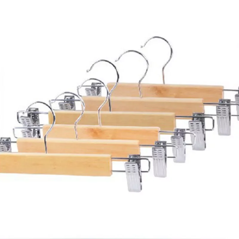 

1Pcs High-grade Solid Wood Clothes Hanger Adult Trousers Multifunction Anti-skid Pants Folder Skirt Clip Portable Trousers Rack