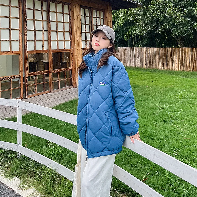 GRELLER Stand Collar Oversized Winter Jacket For Women Solid Fashion Female Ladies Cotton Padded Outerwear Winter Coat Parkas