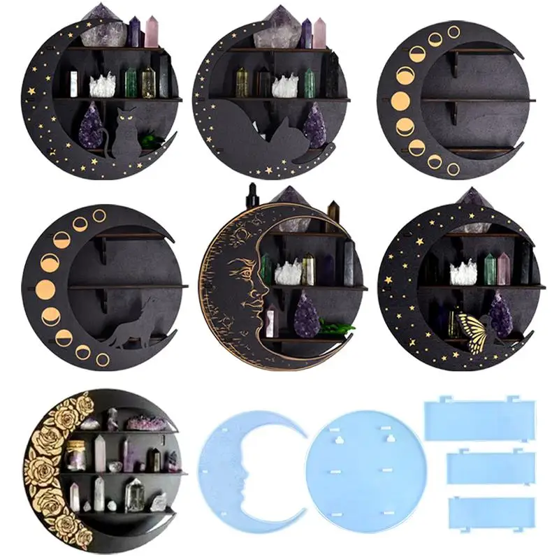 Стеллаж для хранения в форме Луны силиконовая форма ветровка настенная подвеска