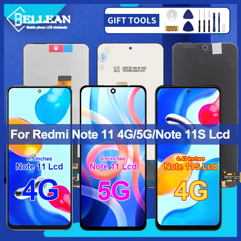 

5G For Xiaomi Redmi Note 11 Lcd Touch Panel Screen Digitizer For Redmi Note 11 4G LCD Note 11S Assembly With Frame Free Shipping