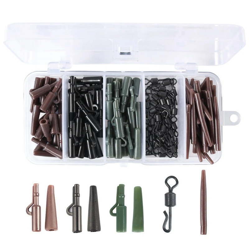 

120 Piece Carp Fishing Tackle Fishing Accessories Wear-Resistant Casing Double Crochet Pin Rubber Tip Tube Fishing Set