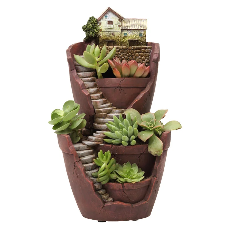 

Sky garden potted home gardening micro landscape fleshy flowerpot resin handicraft ornaments Meaty flowerpot for home decoration