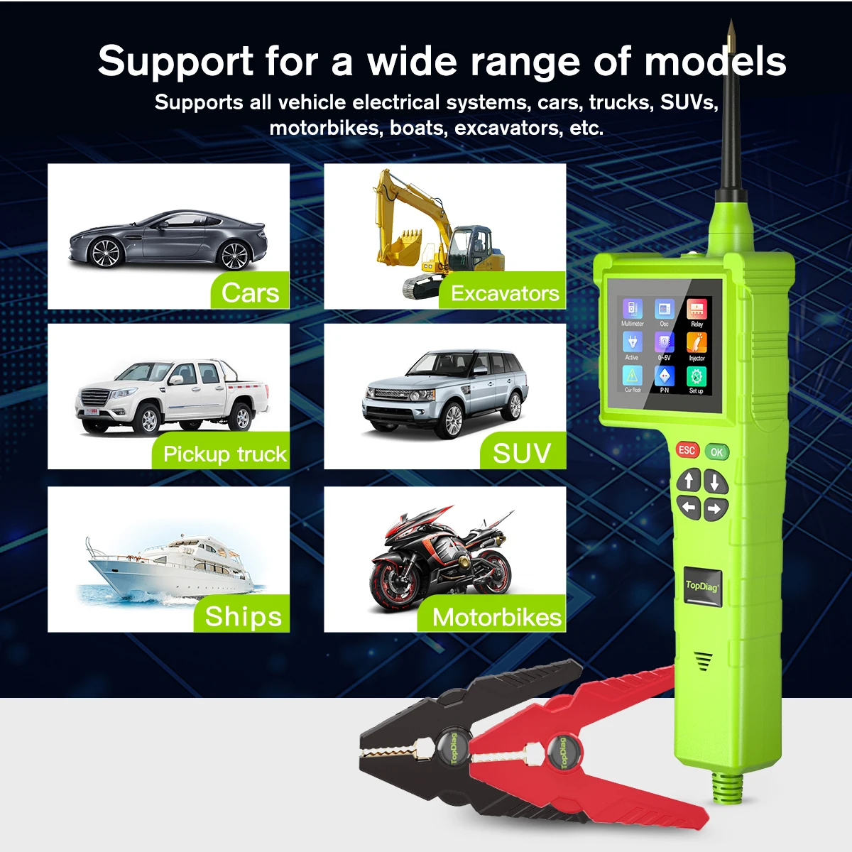 

2023 Newest TopDiag P200 Pro Automotive Electric Circuit Tester Power Probe ,Supports All Vehicle Electrical Systems