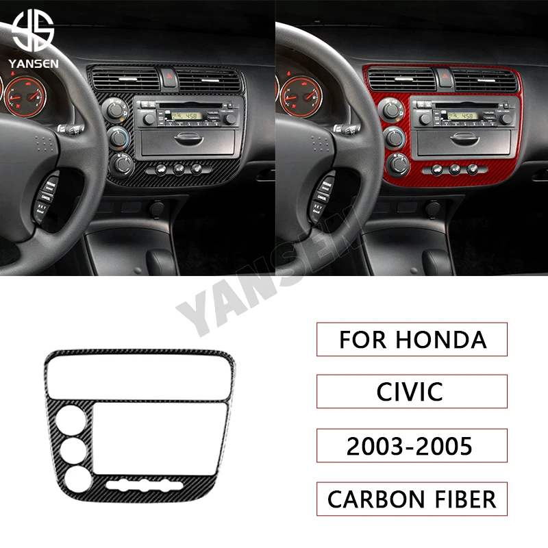 

For Honda Civic 2003-2005 Real Carbon Fiber Central Control CD Panel Trim Decoration Stickers Cover Car Interior Accessories
