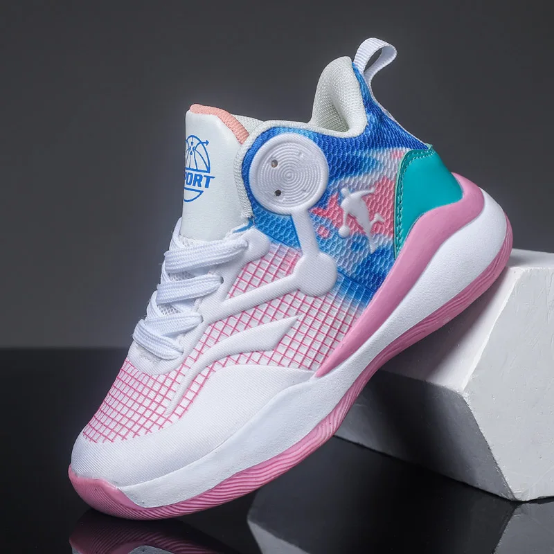 New Kids Sneakers High Top Boys Basketball Shoes Size 31-40 Teenagers Shoes Thick Sole Non-slip Outdoor Children Sports Shoes