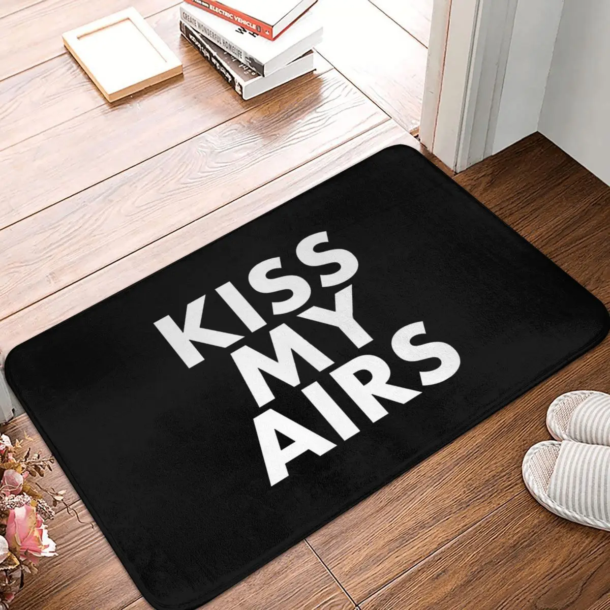 

Kiss My Airs Kitchen Non-Slip Carpet Black Flannel Mat Entrance Door Doormat Home Decor Rug