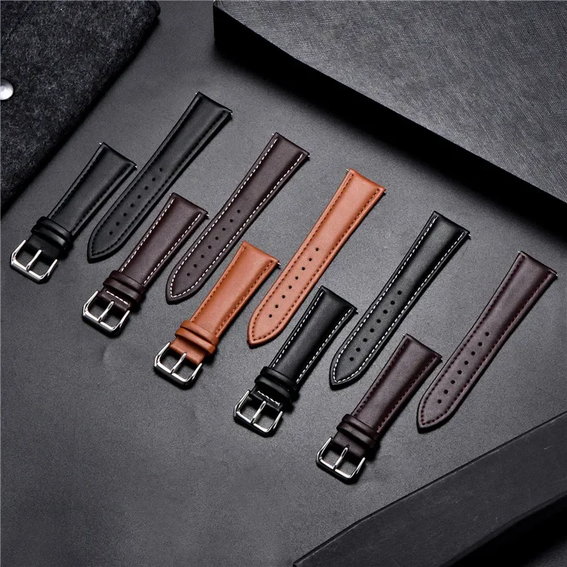 Soft Watchband Genuine Leather Strap Calfskin Men Women Watch Band Watch Accessories Bracelet 16mm 18mm 20mm 22mm 24mm