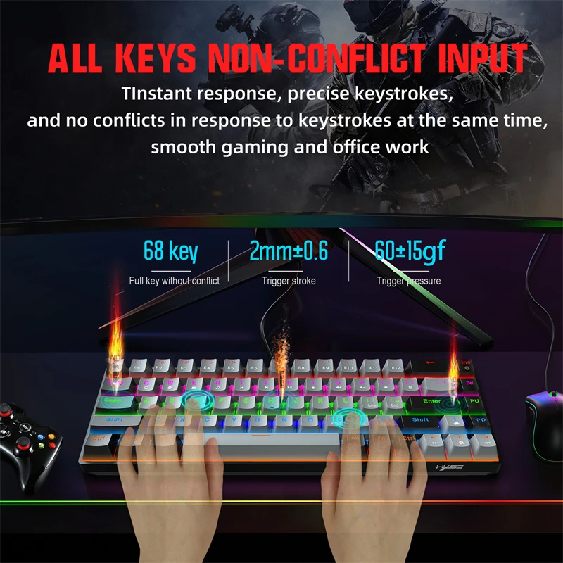 USB Проводная компактная механическая клавиатура для ноутбука ПК офисных игр