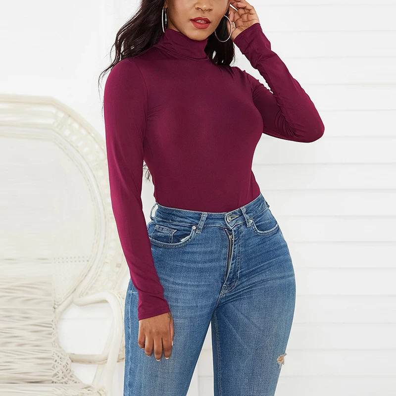 Женское пикантное осенне-зимнее боди MISSJOY с высоким воротом модный однотонный теплый женский комбинезон с длинными рукавами Женское пикантное осенне-зимнее боди MISSJOY с высоким воротом модный однотонный теплый женский комбинезон с длинными рукавами