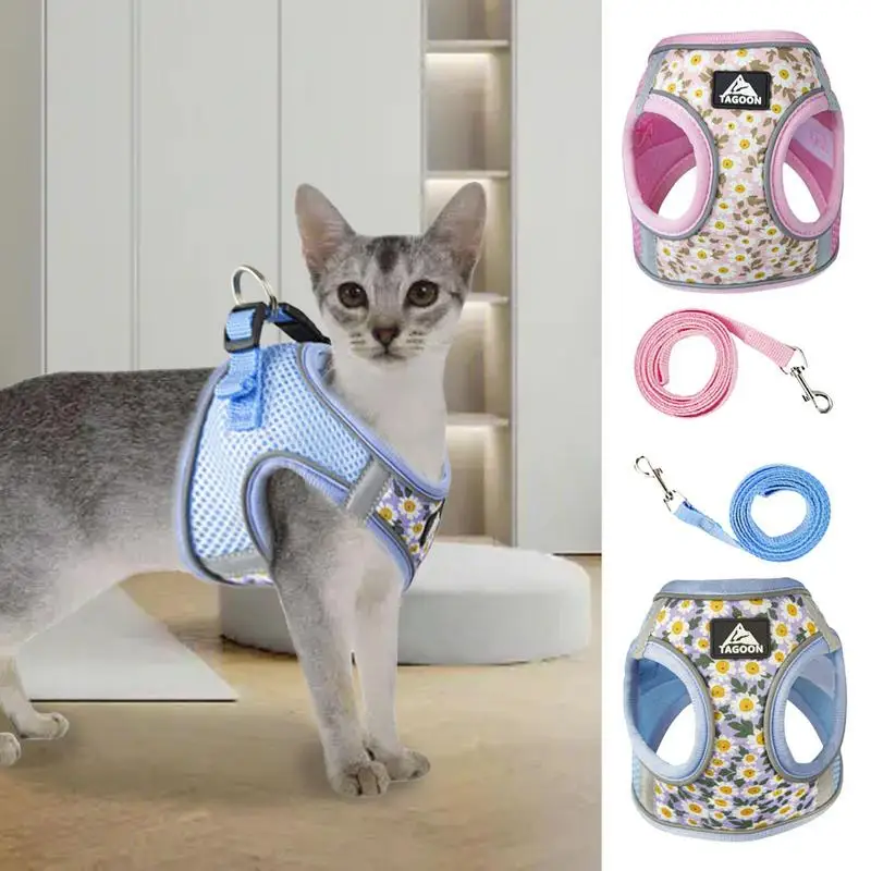

Cat Harness Chest Strap Summer Breathable Harness With Reflective Strip Multipurpose Escape Proof Vest For Cat Dog Pets Supplies
