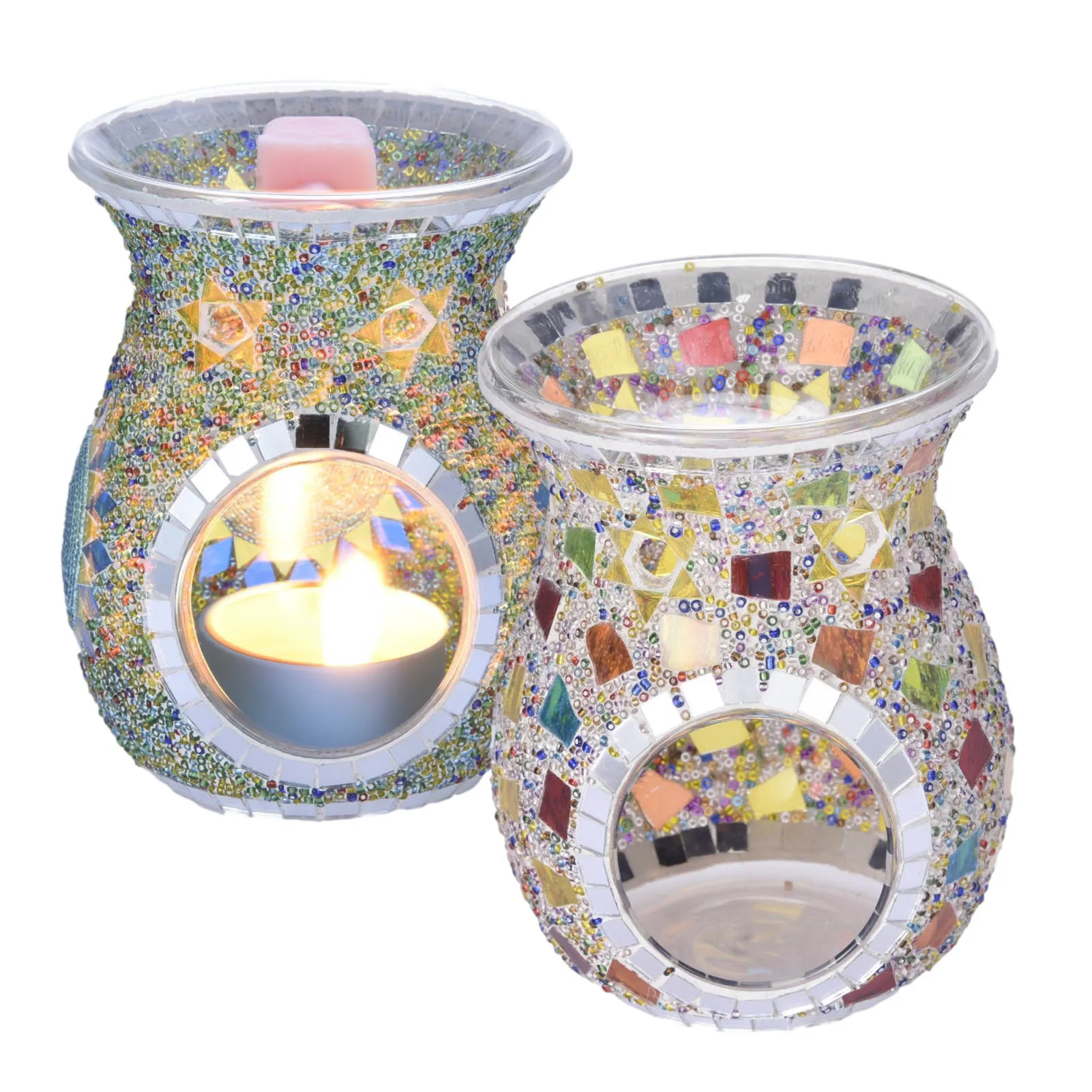 

Exquisite Turkish Style Pattern Stained Glass Aromatherapy Lamp Candle Essential Oil Burner Coffee Shop Bar Home Table Decor
