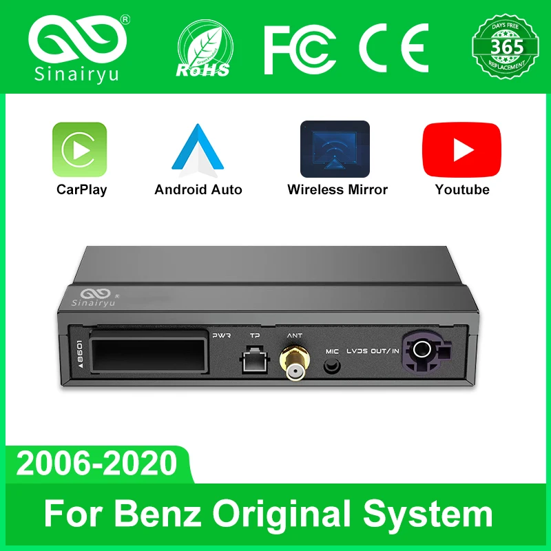 

Sinairyu беспроводной Carplay для Mercedes Benz C-Class/Benz S-Class/Benz E-Class/Benz GLK-Class/Benz A & B-Class с Android Auto
