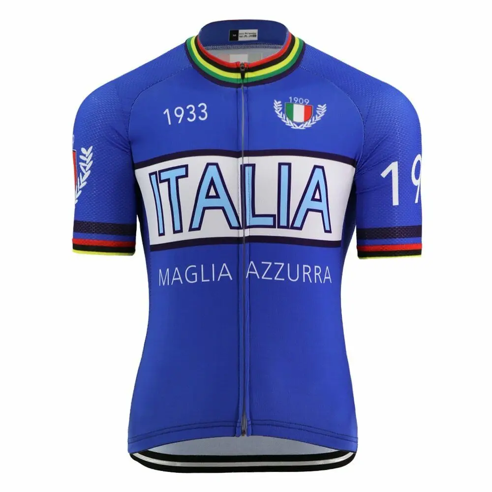 

Italy Short Sleeve Road Jersey Bike Blue Shirt MTB Coat Downhill Sweater Closure Wear Top Jacket Trail Cycling Summer Clothes