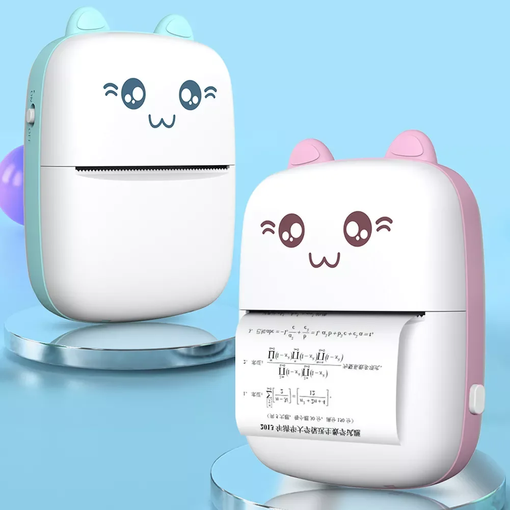 

Portable Thermal Printer Cat Print Paper Photo Pocket Thermal Printer 57mm Printing Wireless BT 200dpi Android IOS Printers