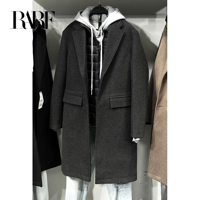 

RARF 2023 men's autumn and winter thick suit collar long coat woolen men's windbreaker