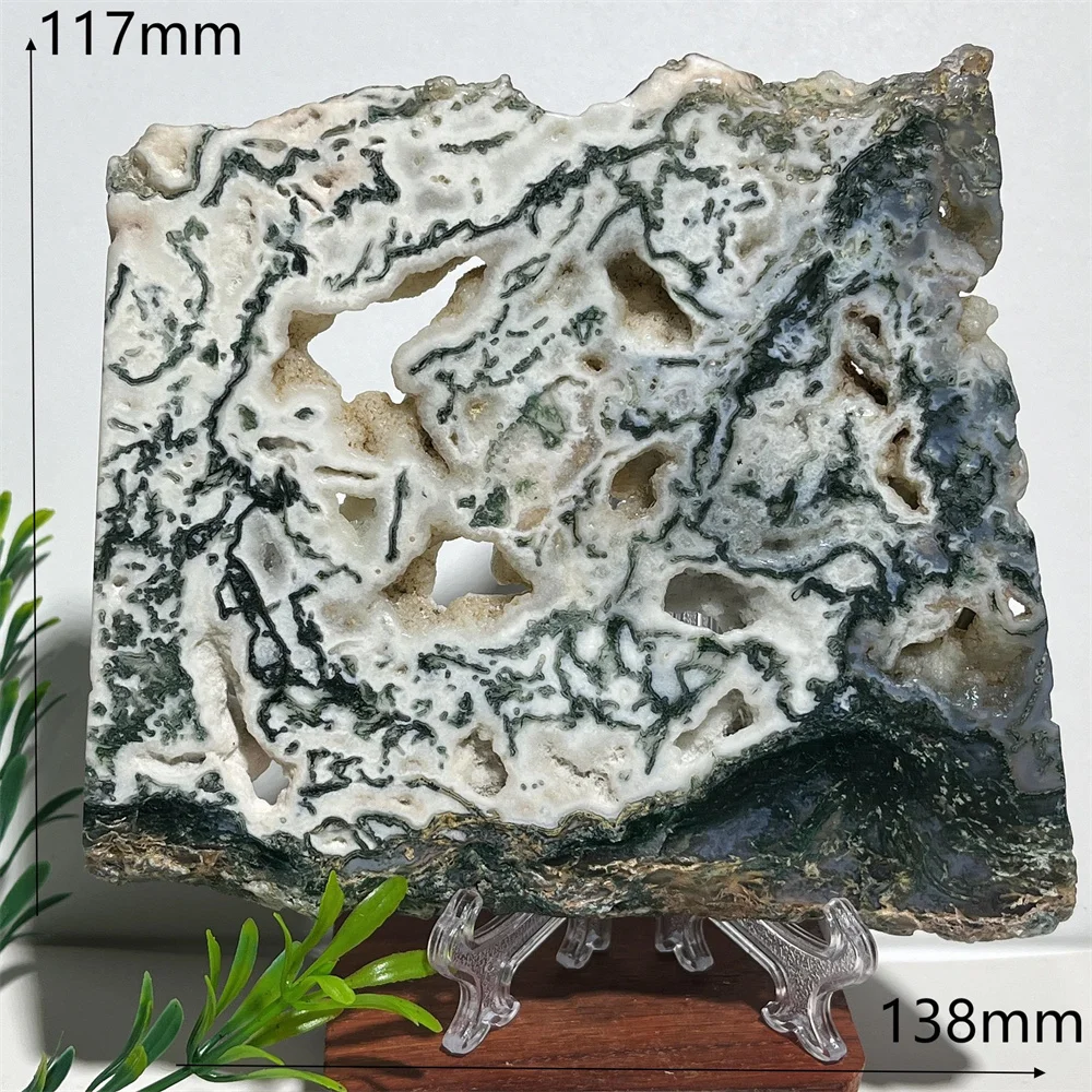 Кристалл Натуральный Мох Агат Плита Друзы Камень Кварц Драгоценный Исцеление
