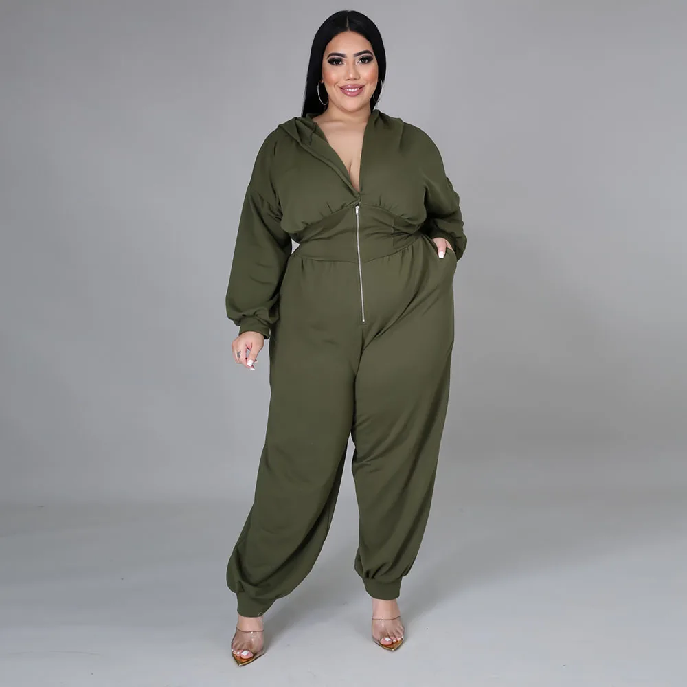 Женская одежда повседневный комбинезон с капюшоном на молнии свободные уличные