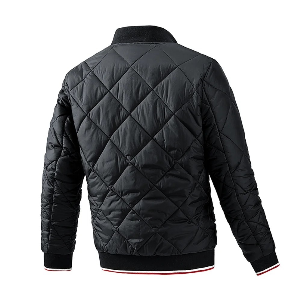 New 2022 Men's Parkas Solid Color Stand Collar Diamond Lattice Zipper Male Jackets Autumn Winter Warm Coats Men Fashion Clothing