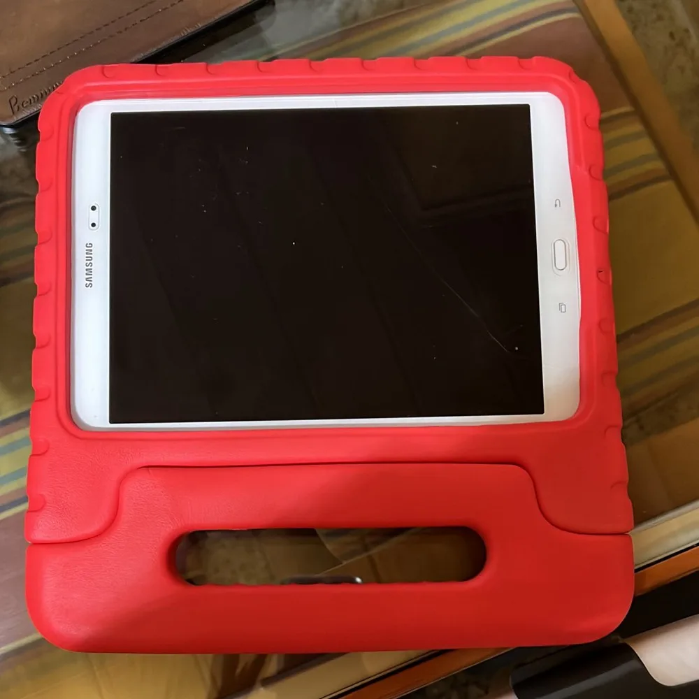 for samsung galaxy tab a 9 7 inch t550 t555c kids cover safe handle shockproof case shakeproof stand protective cover p550 p555 free global shipping