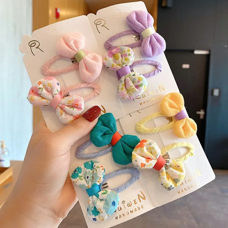 

2pcs Children Girls Bow Hair Clip Hairpin Korean Fabric Floral Print Princess Kawaii Hairpins Women Children Girls Accessories