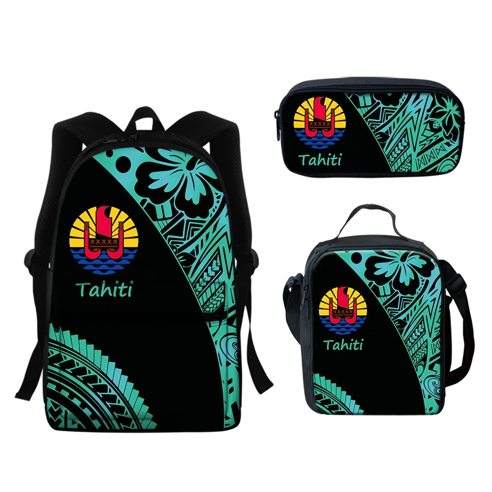 Новое поступление, набор школьных сумок, Полинезия, Таити, этнический дизайн гибискуса, Bcckpack для подростков, повседневные сумки для кампуса