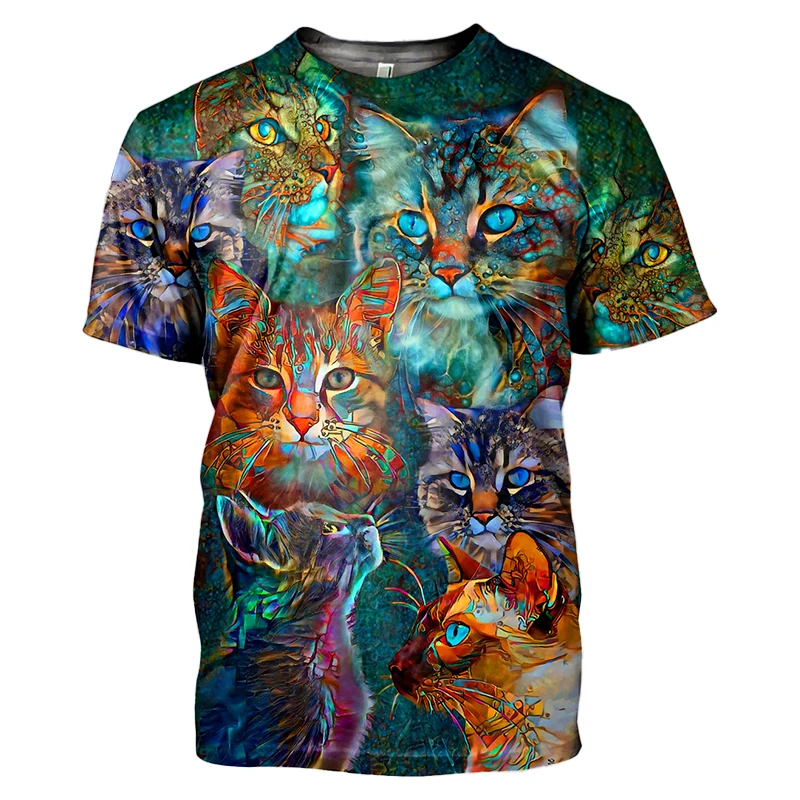 

Cute Cat Design T-shirt Unisex Oversized Tshirt Men Women Summer Fashion Casual Short Sleeve Harajuku Streetwear Cool Tops Tees