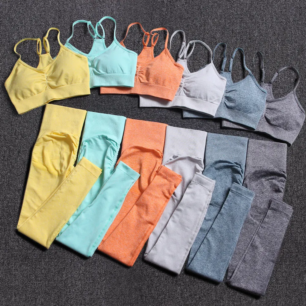 

Women Seamless Yoga bra pants Set Female Fitness Workout Gym Training Shirts Athletic bra Yoga Suit Sportswear