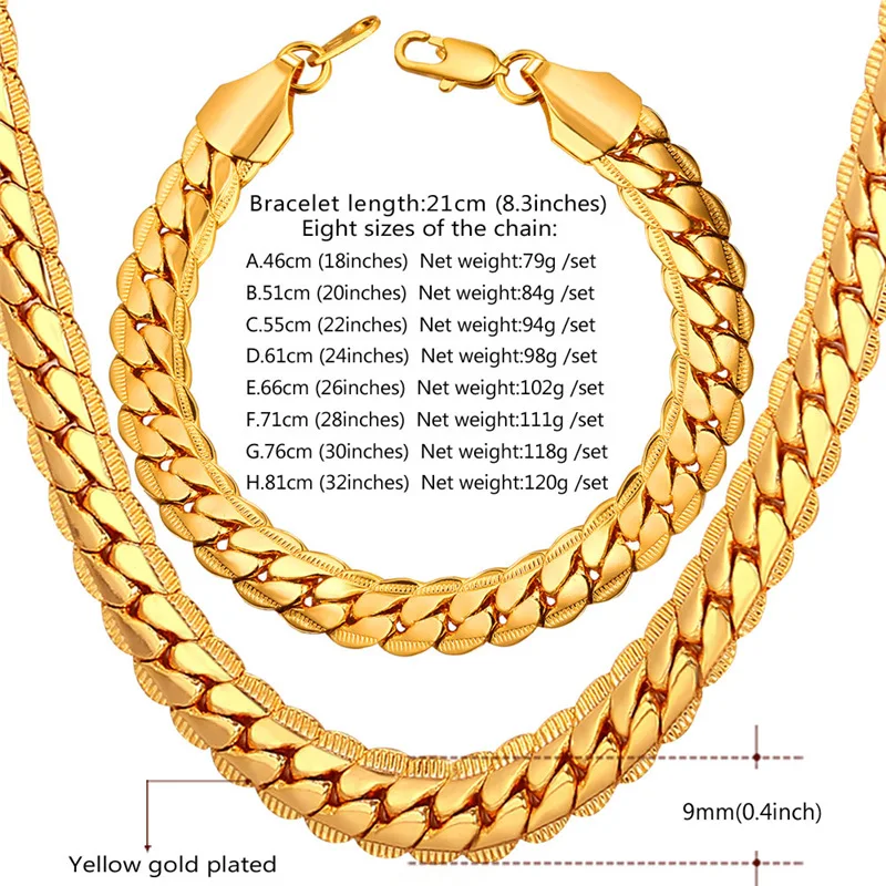 Collare Trendy Snake Link Chain Jewelry Sets For Men Rose Gold/Black Gun/Gold Color Bracelet Necklace S113 | Украшения и