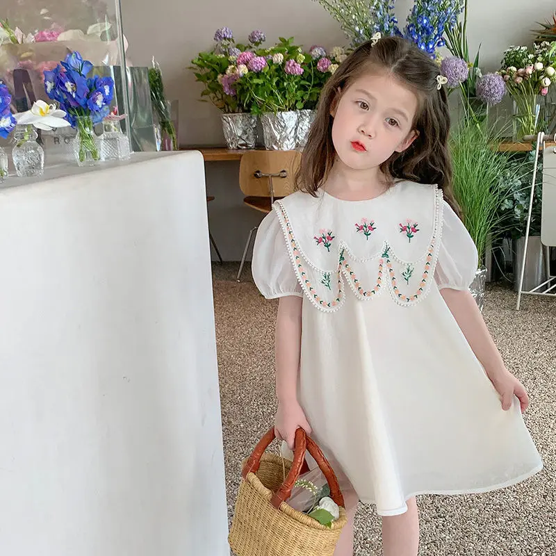 

Girls Casual Dresses Soft Comfortable Pretty Lovely Lively Arder Simple Fashion Loose Sweet New Pattern Korean Soild Print