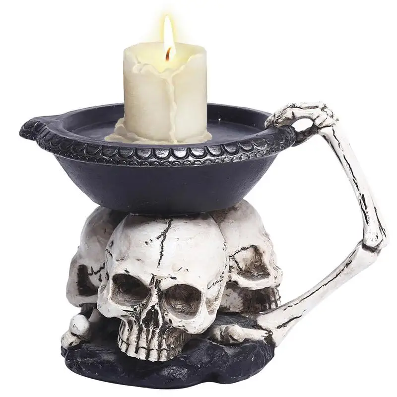 

Резиновые украшения-скелеты, подсвечники из смолы, украшения для Хэллоуина, подсвечник в виде черепа, декор для обеденного стола на Хэллоуин
