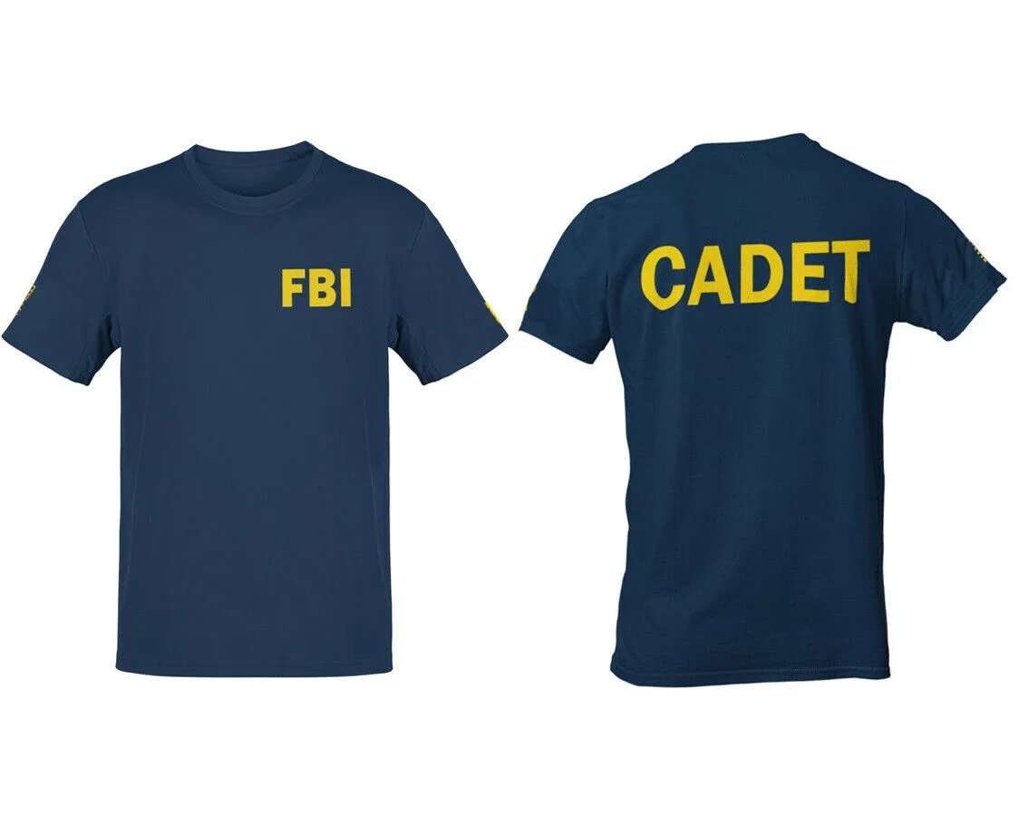 Простая футболка с надписью FBI. Летняя Хлопковая мужская круглым вырезом и