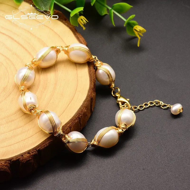 

Handmade 14K Gold Filled Baroque Natural Freshwater Pearl Ladies Bracelet Promotion Jewelry For Women Birthday Gift