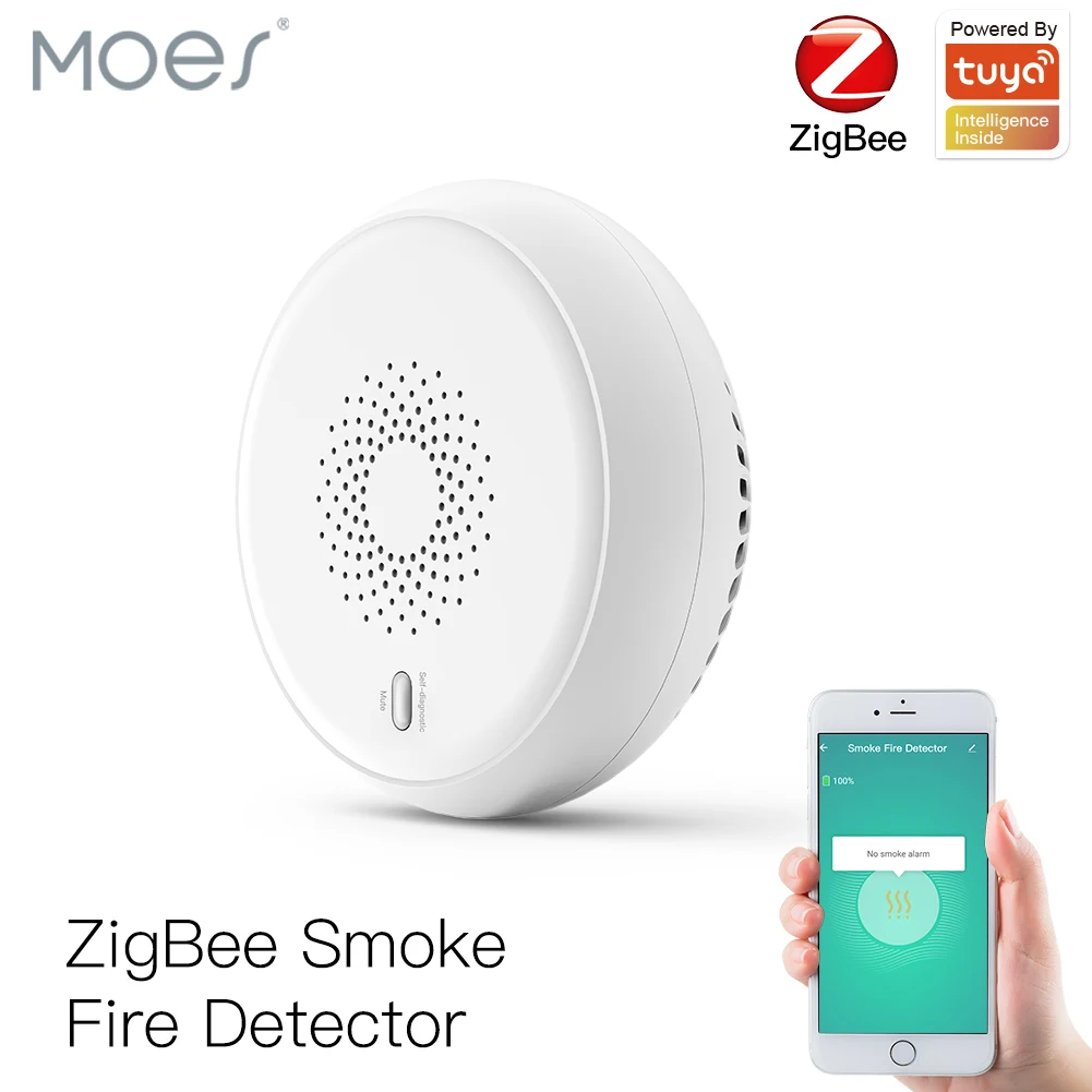 

Смарт-датчик дымовой сигнализации Zigbee, беспроводной детектор для домашней системы безопасности, работает от аккумулятора, с управлением че...