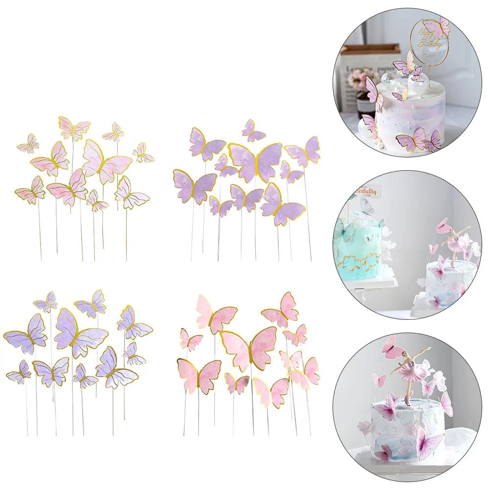 

Cake Decor Toppers Butterflies Decorations Topper Pastry Birthday Picks Wedding Ornament Toothpick Party Bridal Dessert Shower