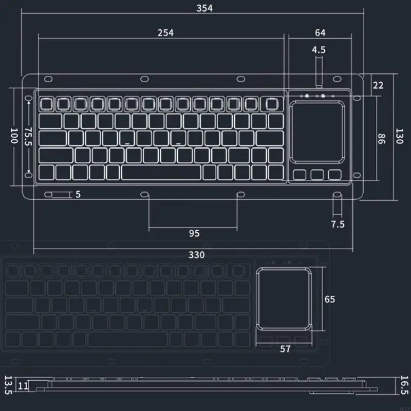 Фото 1 шт. промышленные USB-клавиатуры с сенсорной панелью и высокой долговечностью для медицинских и систем безопасности №3