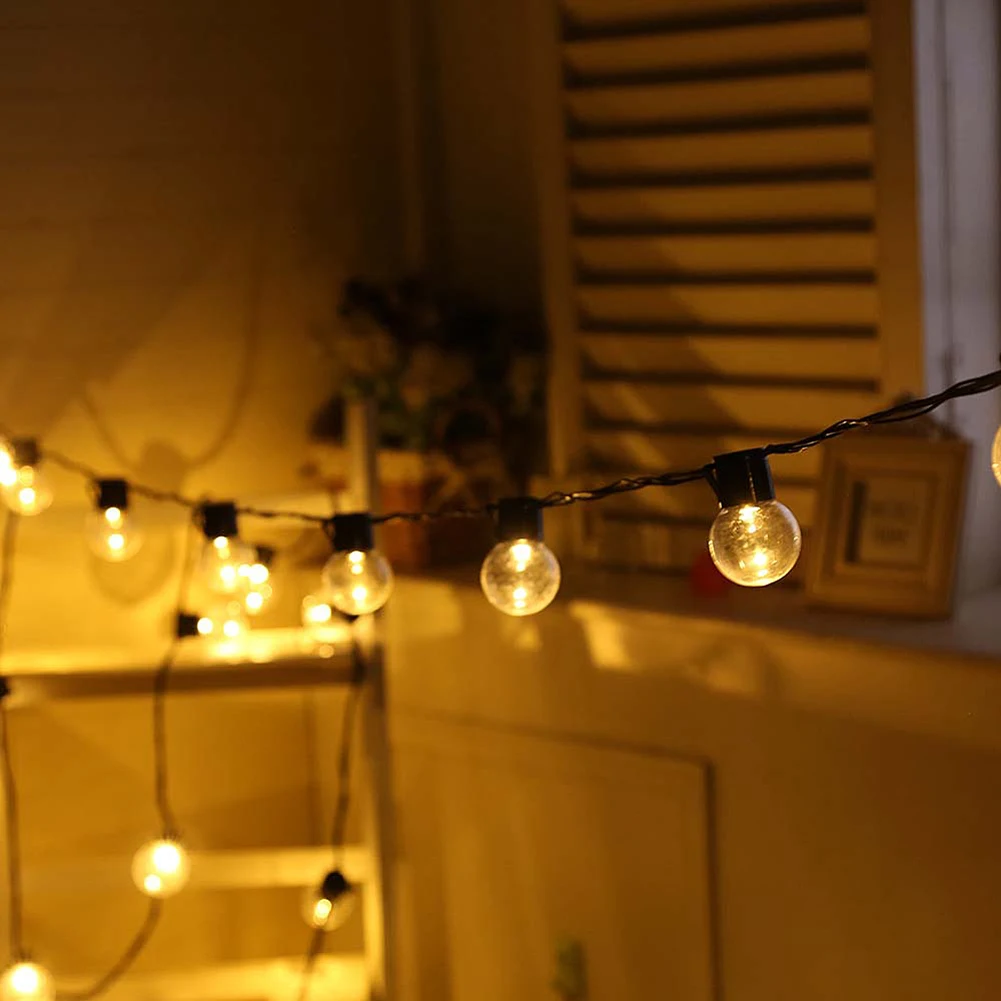 

10 LED Plastic String Light Bulbs Solar Energy Hook Lamp Globes Garland for Courtyard Outdoor Festival Decoration